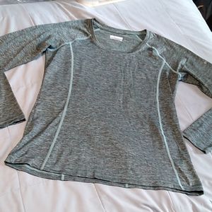 Columbia Athletic Top Gray Aqua Semi Fitted Large